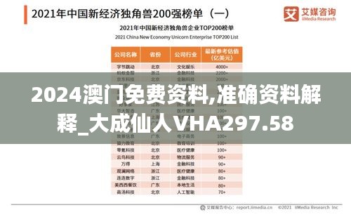 2024澳門免費資料,準確資料解釋_大成仙人VHA297.58