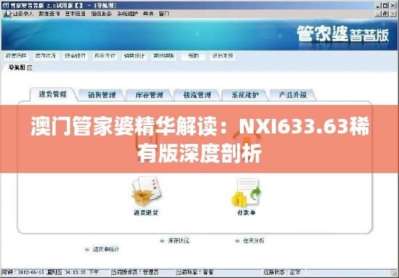 澳門(mén)管家婆精華解讀：NXI633.63稀有版深度剖析