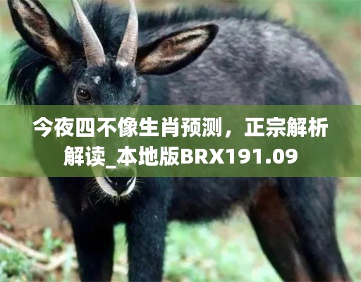 今夜四不像生肖預(yù)測，正宗解析解讀_本地版BRX191.09