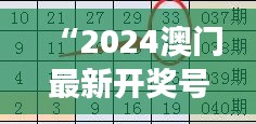 “2024澳門最新開獎(jiǎng)號(hào)碼解讀，精選預(yù)測(cè)版YVM543.74詳解”