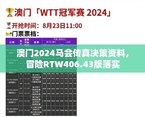 澳門2024馬會傳真決策資料，冒險RTW406.43版落實