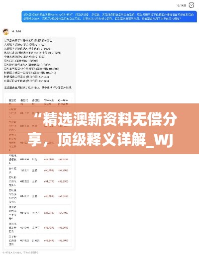 “精選澳新資料無(wú)償分享，頂級(jí)釋義詳解_WJT911.22自助版”