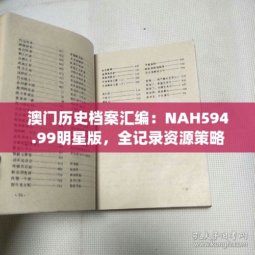 澳門歷史檔案匯編：NAH594.99明星版，全記錄資源策略