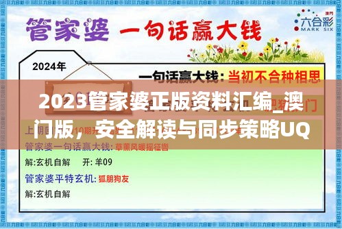 2023管家婆正版資料匯編_澳門版，安全解讀與同步策略UQJ505.33