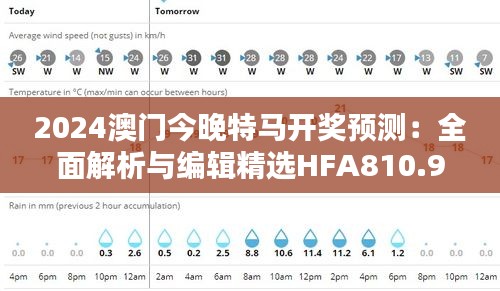 2024澳門今晚特馬開獎預測：全面解析與編輯精選HFA810.94