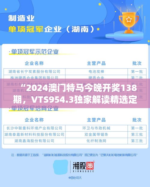 “2024澳門特馬今晚開(kāi)獎(jiǎng)138期，VTS954.3獨(dú)家解讀精選定義”