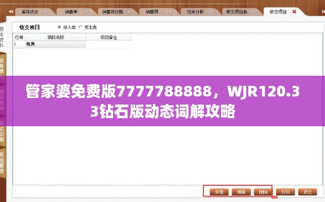 管家婆免費版7777788888，WJR120.33鉆石版動態(tài)詞解攻略