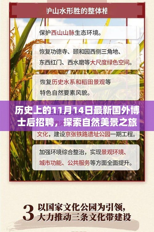 歷史上的11月14日，博士后招聘與探索自然美景之旅啟程啟幕，夢想與心靈平靜之旅開啟！