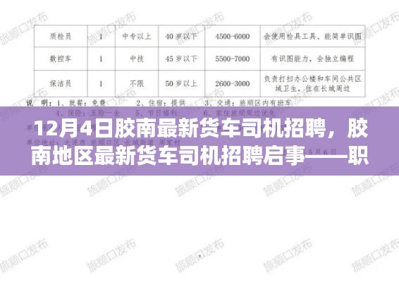 膠南地區(qū)最新貨車司機招聘啟事，職業(yè)發(fā)展與機遇解析