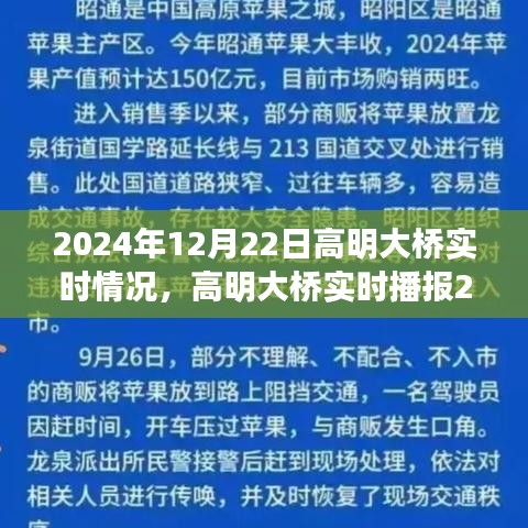 高明大橋?qū)崟r播報，開啟交通新篇章，2024年12月22日實況更新