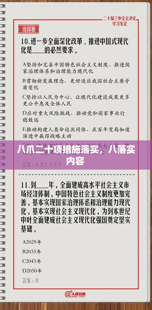 八爪二十項措施落實，八落實內(nèi)容 