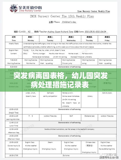 突發(fā)病離園表格，幼兒園突發(fā)病處理措施記錄表 