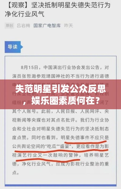 失范明星引發(fā)公眾反思，娛樂圈素質(zhì)何在？