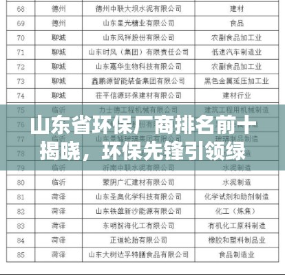 山東省環(huán)保廠商排名前十揭曉，環(huán)保先鋒引領(lǐng)綠色力量！
