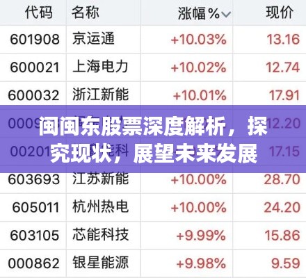 閩閩東股票深度解析，探究現(xiàn)狀，展望未來發(fā)展
