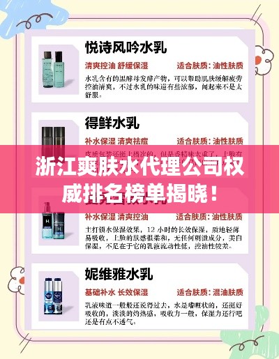 浙江爽膚水代理公司權(quán)威排名榜單揭曉！