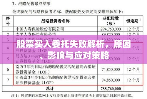 股票買入委托失敗解析，原因、影響與應對策略