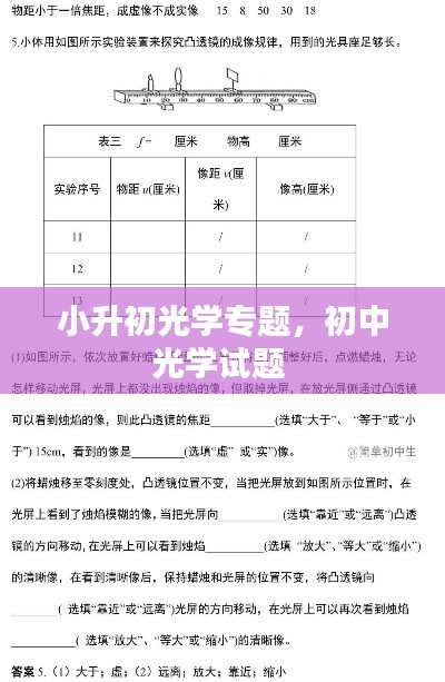 小升初光學專題，初中光學試題 