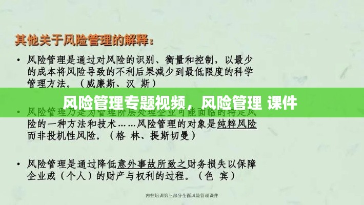 風險管理專題視頻，風險管理 課件 
