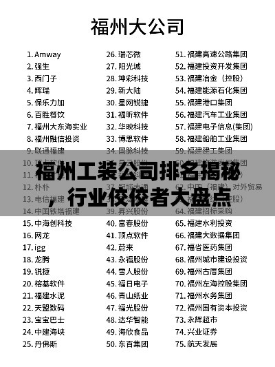 福州工裝公司排名揭秘，行業(yè)佼佼者大盤點