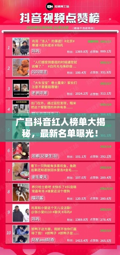 廣昌抖音紅人榜單大揭秘，最新名單曝光！